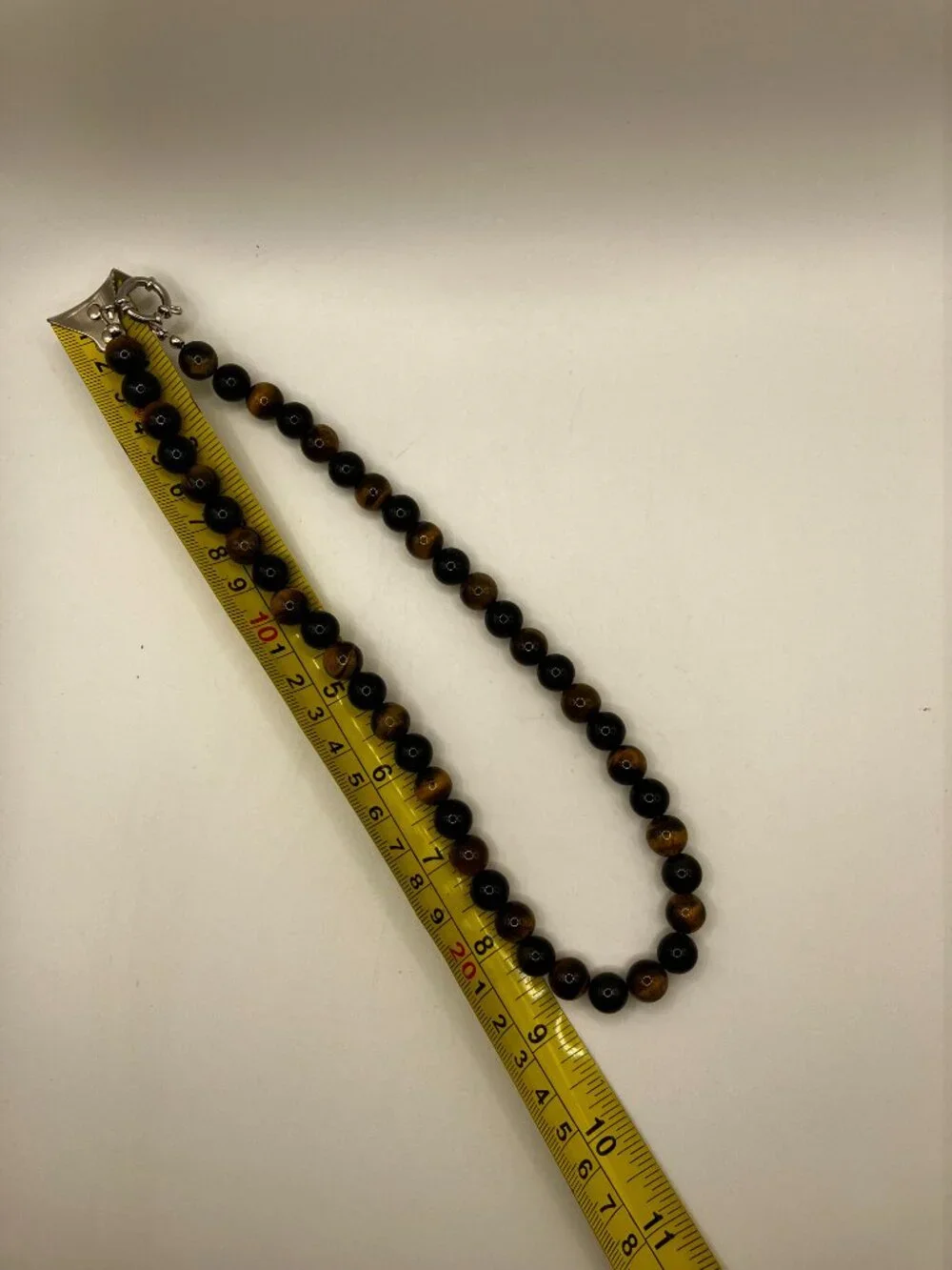 Men's Tiger Eye and Obsidian Genuine Gemstones 18.5-inch Choker Handmade NEW